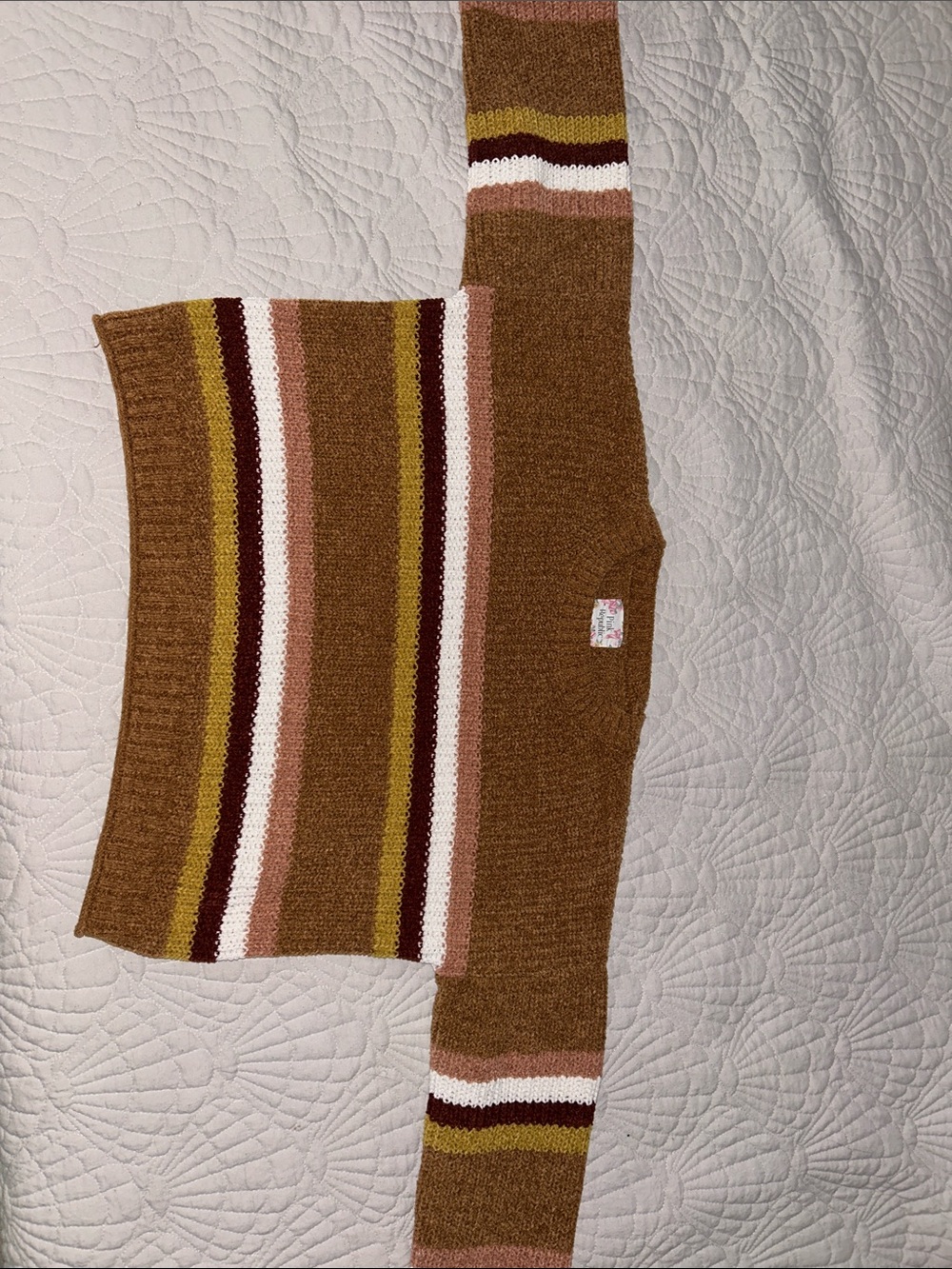 Pink Republic Brown & Pink Striped Cozy Knit Sweater
